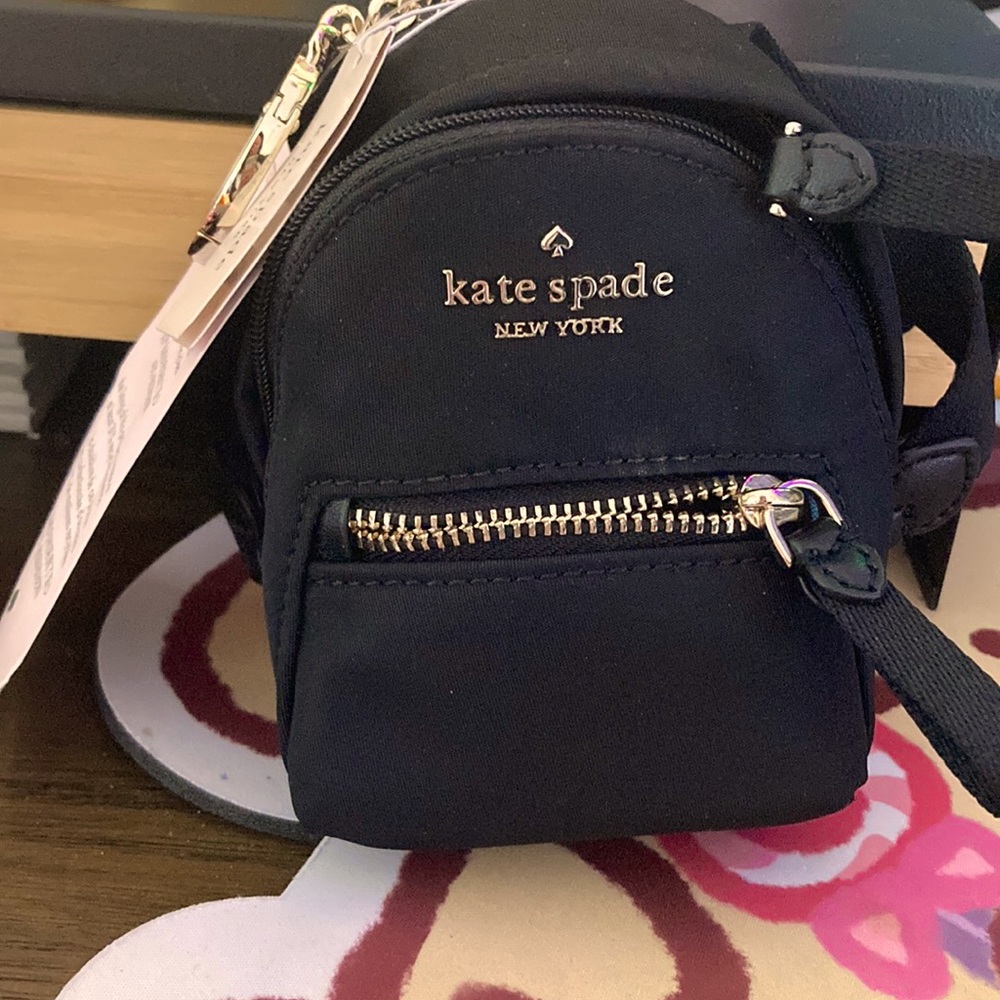 NWT Kate Spade Black Chelsea Micro Backpack Keychain